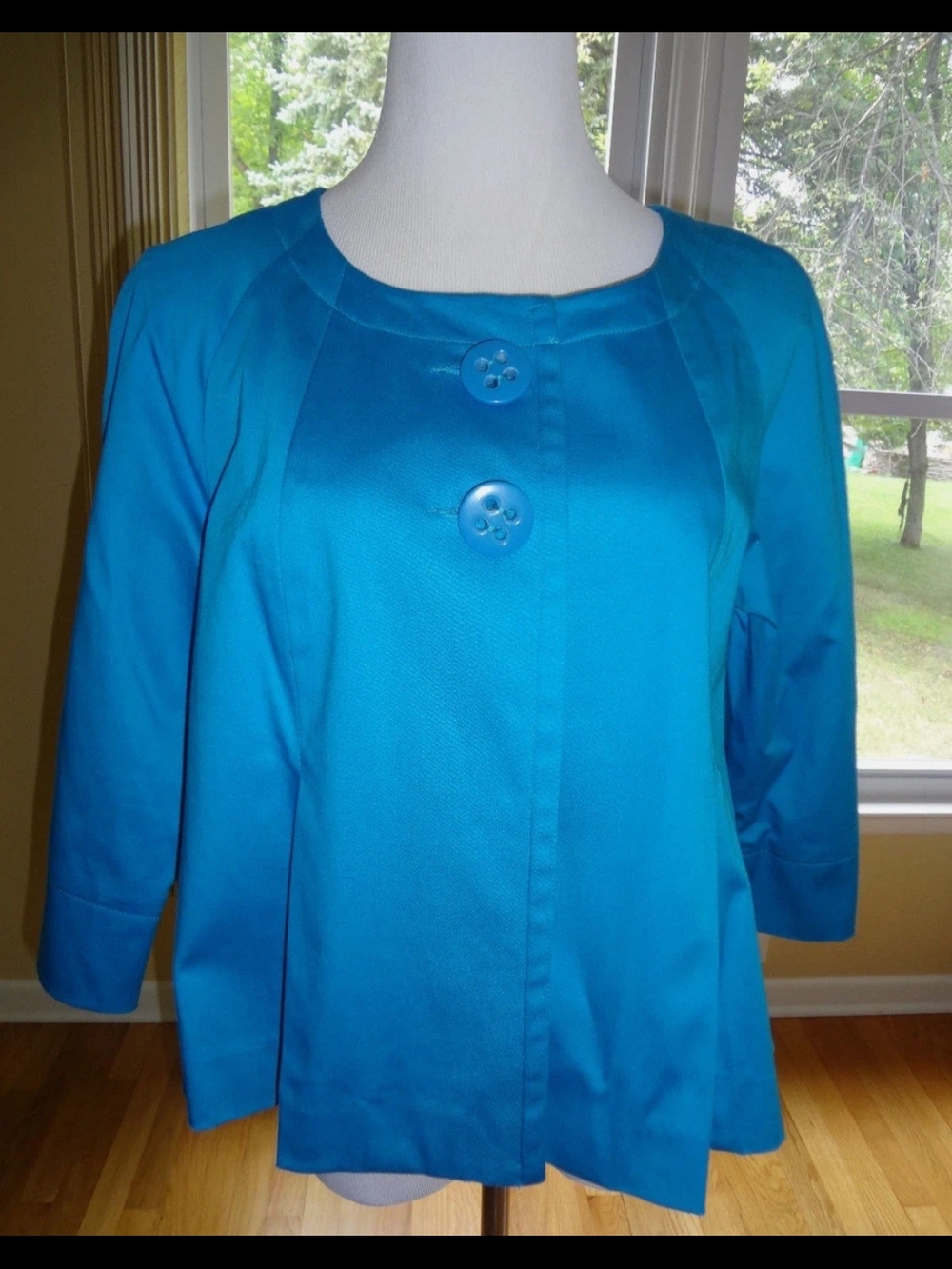WD.NY Bright Teal Button-Front Jacket - Size 12